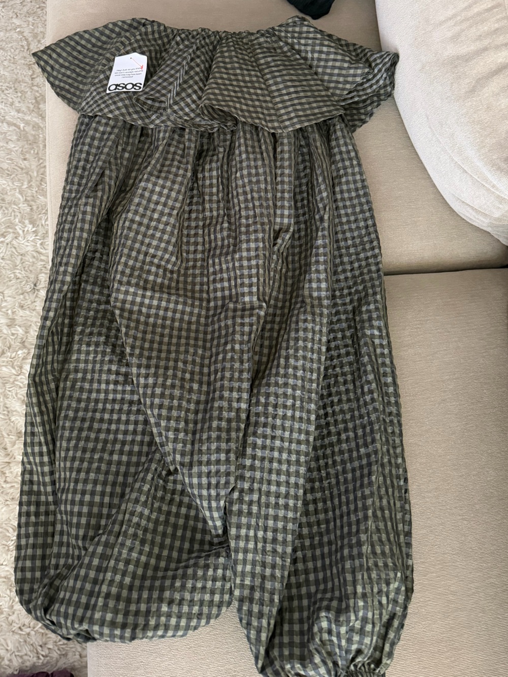 ASOS Balloon Pants with Skirt Overlay in Gingham - Picture 5 of 5